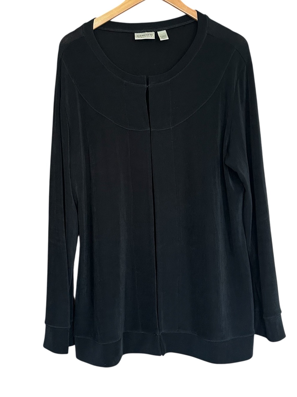 Chico's Travelers Black Slinky Cardigan Wrinkle Resistant Stretch Fabric Size XL